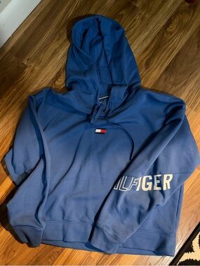 Tommy Hilfiger Blue Crewneck Hoodie with Logo Sleeve